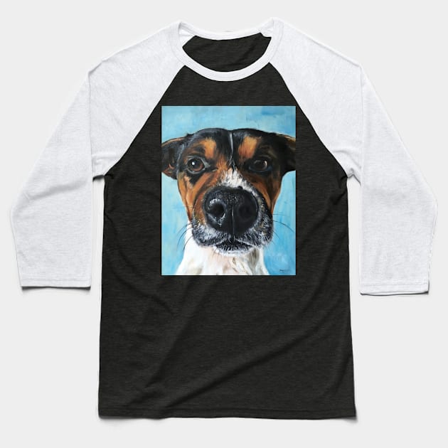 Jack Russell Face Baseball T-Shirt by archiesgirl